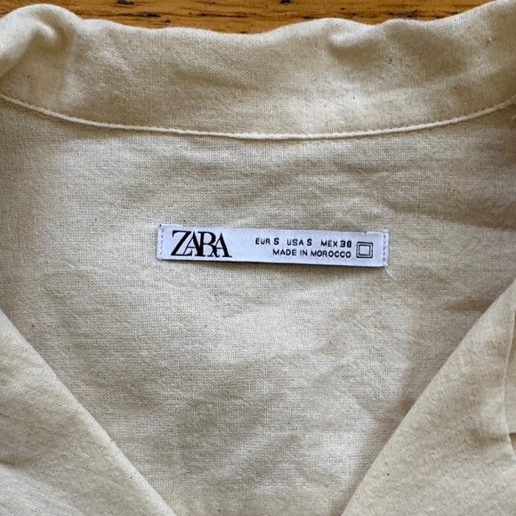 Zara Cream Shirt with Blue Tribal Design - Picture 2 of 5